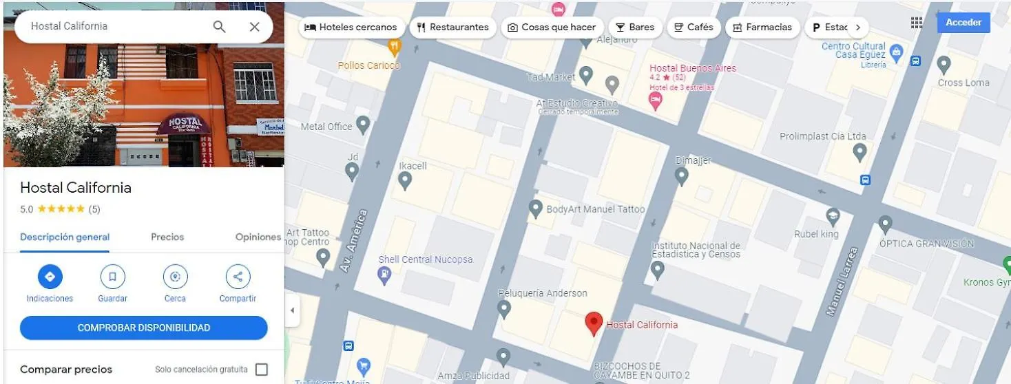 Pensjonat Hostal California Star Quito Ekwador
